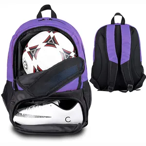 Benutzer definierte Logo Bagpack Gym Sport Jugend Fußball Rucksack Basketball Fußball tasche mit Schuh fach