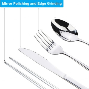 Juego de Cubiertos de Acero Inoxidable Moderno y Sostenible para Viajes y Campamentos, Apto para Lavavajillas, Duradero, con Estuche de Transporte Pulido a Espejo - Product Image 4