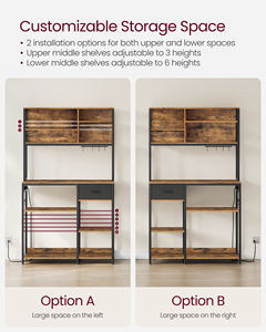 Vasagle 12 פרסות בר קפה לעמוד עם מדפים אחסון מתכווננת עם מגירה - Product Image 6