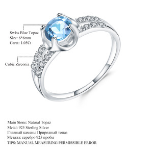 Stock Vintage 925 Silver Inlaid for Blue <b>Crystal</b> Gemstone <b>Ring</b> Women's Wedding High-End Elegant HK Sample Making Service Factory - Product Image 5