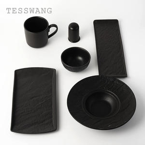 Black Matte <strong>Ceramic</strong> Dinner Plate Irregular Seafood Fruit Salad Pasta Puree Dessert Serving <strong>Tray</strong> Buffet Restaurant Dinnerware - Product Image 4
