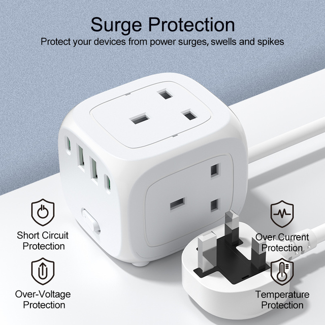 Outdoor Power Strip Weatherproof Surge Protector With 3 Outlets And 3 USB Ports, Garden Power...