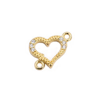 925 argent Sterling double anneau amour bracelet accessoires pendentif micro incrusté de zircon pendentif de connexion en forme de coeur
