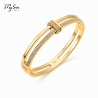 Perhiasan Khusus Mylove Perak Sterling 925 Berlapis Emas 18K Micro Pave CZ Gelang Manset Terbuka untuk Wanita Mewah Berkualitas Tinggi
