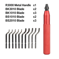 Kit d'outils de débavurage R3000 avec poignée en aluminium et 10 lames, outil de chanfreinage pour le bois, le plastique, l'impression 3D et le métal