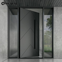 Porte d'entrée en aluminium à rupture de pont thermique avec verre trempé, style moderne pour maison de plage ou maison de bord de mer