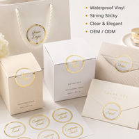Étiquettes autocollantes personnalisées en feuille d'or transparente, autocollants en vinyle transparent, autocollants étanches à forte adhérence, scellés d'emballage personnalisés avec logo
