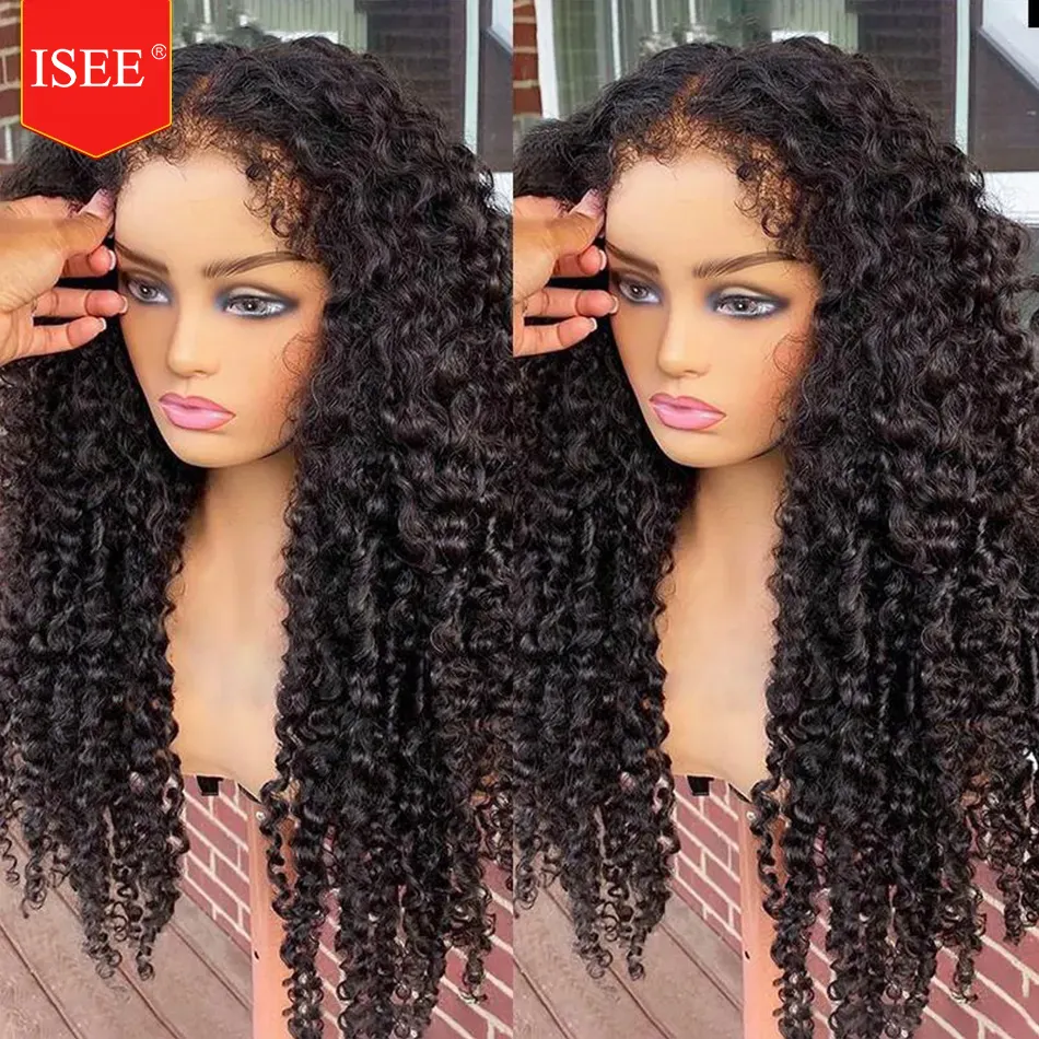 13x6 Curly Baby Haar Kanten Perücke Wasserwelle Schweizer Spitze Frontal Echthaar Perücken 13x4 Transparente HD 4C Textur Haaransatz Perücke