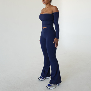2024 Butter Soft Lightweight Breathable Women's Fitness Sportswear 2 Piece Strapless Yoga Set <strong>Long</strong> <strong>Sleeve</strong> <strong>Top</strong> Recycled <strong>Gym</strong> <strong>Gym</strong> - Product Image 1