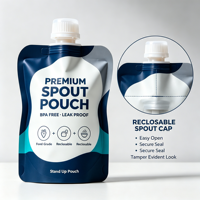 Pochette souple refermable sur mesure avec bec verseur, résistante à l'humidité et anti-fuite, pour emballage de liquides, boissons, condiments et aliments pour bébés