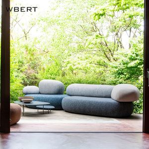WBERT Personnalisable Creative Pebble Style Minimal Italien pour Salon Appartement Villa & Hôtel Utilisation Tissu Sofa Ensemble - Product Image 4