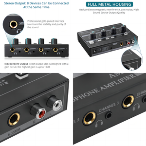 Demao I4II Professional Headphone Amplifier With Independent Volume <strong>Control</strong> Power <strong>Switch</strong> for Karaoke <strong>Sound</strong> Mixer - Product Image 6