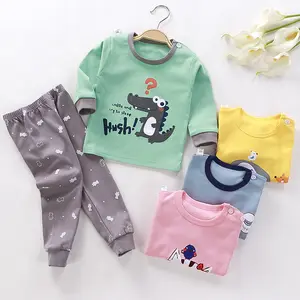 Modèle de dessin animé imprimé cravate colorant enfants vêtements ensemble pull et pantalon enfants terno pyjama 100% coton enfants pyjama