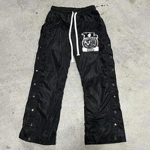 Custom logo Polyester <b>Nylon</b> <b>Pants</b> Flared Sweatpants Side Release Buckle Elastic Waistband <b>Nylon</b> <b>Track</b> <b>Pants</b> Men - Product Image 1