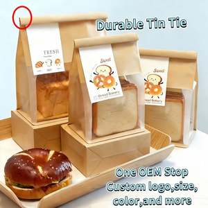 Sac en papier kraft brun biodégradable imprimé sur mesure avec logo, résistant à la graisse, avec fermeture thermoscellée et fenêtre pour emballage alimentaire - Product Image 3