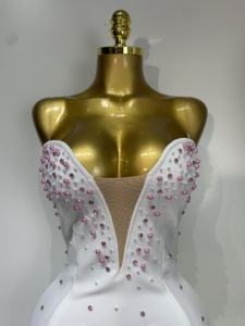 Vestido Corto Rosa con Perlas y Plumas, Espalda Descubierta, Sexy, Formal, para Fiesta, <span class=keywords><strong>Boda</strong></span>, <span class=keywords><strong>de</strong></span> Lujo, <span class=keywords><strong>de</strong></span> Secado Rápido, con Apliques - Product Image 4
