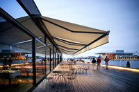 Auvent de terrasse extérieur moderne automatique en aluminium, imperméable, coupe-vent, protection UV, isolation thermique, télécommande