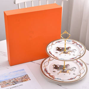 Accessoires de cuisine de luxe Vaisselle Assiette à steak en céramique occidentale Assiettes à vaisselle en porcelaine pour assiette à 2 couches - Product Image 5