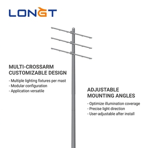 Poteau de ligne de transmission extérieur en acier LONGT/OEM, galvanisé à chaud, hauteur 3m-35m, durable, résistant au vent (180km/h), garantie 5 ans - Product Image 1