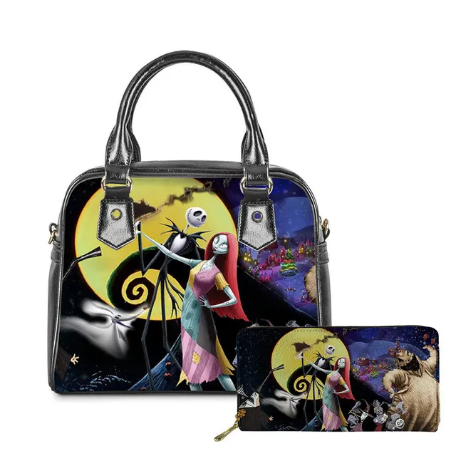 Jack Skellington Luxe Handtassen Vrouwen Tassen Designer Nightmare Before Christmas Print Pu Dames Portemonnee Schoudertassen