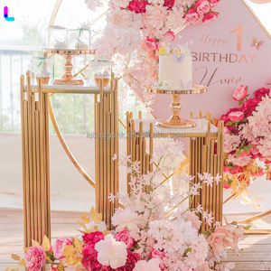 LEDA - Plinthe de mariage moderne de luxe en acier inoxydable doré, 3 pièces, carrée, pour la décoration d'événements de mariage - Product Image 3