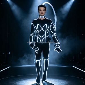 Traje Luminoso de Fibra Óptica, Traje de Baile Eléctrico Luminoso, Disfraz para DJ, Bar, EDM, Festival, Actuación en Escenario, Traje Brillante para Bailarina Gogo - Product Image 1