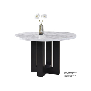 Table à manger en marbre de Malaisie, luxe, personnalisée, moderne, matériau ECC durable, résistante aux taches thermiques, EDN4048R WMB, pour la maison et le bureau - Product Image 1