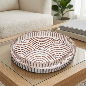 Plateaux de rangement décoratifs en nacre, design rustique, finition thermolaquée, durables, écologiques, pour la maison et la restauration - Product Image 2