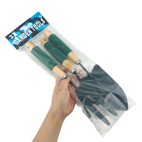Ensemble d'outils de jardinage 3 pièces en acier au carbone avec manche en bois : truelle, fourche, outils pour la plantation, le désherbage, le creusement et le rempotage