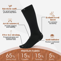 Chaussettes de randonnée en laine mérinos thermique Toe pour hommes et femmes