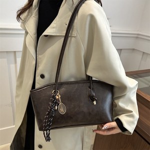 Tas Tote Poliester Retro Amerika Eropa, Tas Selempang Fashion Korea, Tas Tangan Sederhana Modern Kapasitas Besar, Serbaguna dengan Gantungan - Product Image 1
