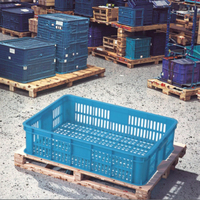 Caisses en plastique en maille HDPE de haute qualité, boîte solide, couleur personnalisée, stockage efficace des fruits, marque JINDU, MOQ 610x420x360mm