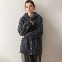 Pull à capuche en cachemire 100% pour femmes, veste matelassée à boutons sur le devant, cardigan décontracté en cachemire ample pour l'automne et l'hiver