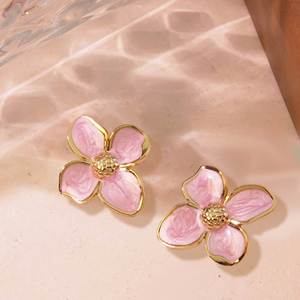 Fashion flower butterfly Four-leaf <b>earrings</b> <b>Top</b>-rated to Ship Inventory Recycled Stainless Steel Lightweight Comfort wholesale - Product Image 4
