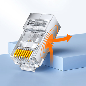 SAMZHE 10Pcs/Bag Shielding CAT6 8P8C Pass Through <strong>RJ45</strong> <strong>Connector</strong> 3u" Cat6 Ethernet Cable Copper Shell Modular Plug Hole 1.10mm - Product Image 5