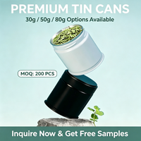 Boîtes en fer cylindriques de qualité alimentaire pour emballage de bougies, idéales pour la vente en gros de poudre de matcha