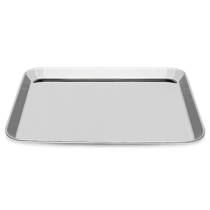 Plateau de présentation rectangulaire minimaliste en acier inoxydable 29x22 cm, finition chrome poli, compatible lave-vaisselle, plateaux décoratifs - Product Image 2