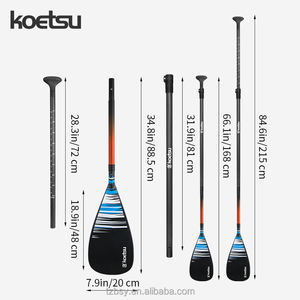 KOETSU Kh Style Full Carbon Fiber <strong>Paddle</strong> - Vibrant Black with Blue and Red Accents, Adjustable Length - Product Image 2