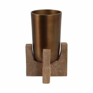 Vaso in metallo con base in travertino per l'arredamento di casa, soggiorno, camera da letto, ufficio. - Product Image 4