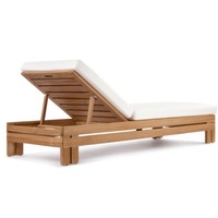 Chaise longue de balcon en teck massif pour extérieur, avec coussins confortables, pour piscine et patio