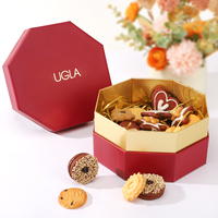 Emballage recyclable de boîte-cadeau hexagonale rouge Boîte d'emballage de bonbon chocolat cadeau gâteau biscuit macaron