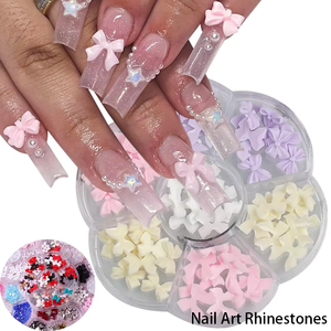 30 pièces ruban résine arc ongles breloques pièces 3D strass Nail Art décoration coréenne <span class=keywords><strong>manucure</strong></span> conceptions ongles breloques arcs - Product Image 1