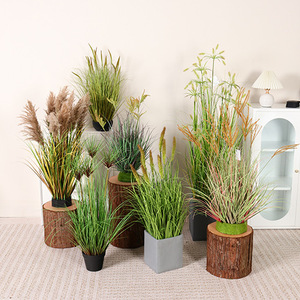 Composition artificielle de roseaux et d'herbes en <span class=keywords><strong>pot</strong></span>, fausse <span class=keywords><strong>plante</strong></span> verte pour la décoration intérieure, les présentoirs de vente au détail, les événements et la mise en scène - Product Image 2