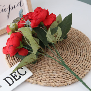 Flores artificiales de seda para decoración del hogar, ramo grande de flores de peonía, de tacto natural, para boda y jardín - Product Image 3