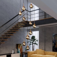 Nordique Simple Creative Lumière De Luxe Escalier Lustre Longue Ligne Villa Personnalité Rotative Pendentif Lampe Pour Haut Plafond