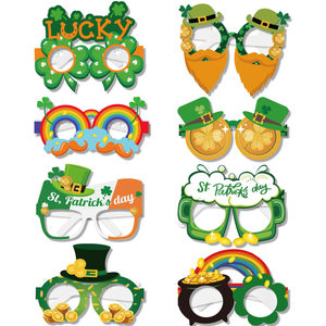 8 paires de lunettes en papier irlandaises pour la Saint-Patrick, accessoires photo, décorations de fête vertes, artisanat en papier pour la Saint-Patrick - Product Image 1
