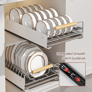 Étagère à vaisselle coulissante à un seul niveau, résistante, avec adhésif nano-film, pour armoires de cuisine et <span class=keywords><strong>sous</strong></span> l'évier - Product Image 2