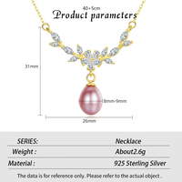 Collier pendentif en argent sterling S925 micro-pavé de zircon et perle d'eau douce pour femme