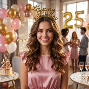 Diadema de Plástico 3D con Diseño de Feliz Cumpleaños, Letras Mixtas (Cursivas, Bloqueadas, <span class=keywords><strong>Serif</strong></span>), Accesorio para el Cabello para Fiestas y Celebraciones, Directo de Fábrica - Product Image 2