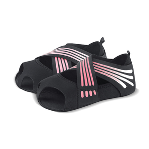 Chaussures de yoga et de danse de ballet pour femmes avec semelle respirante antidérapante Chaussettes plates et souples Bandage croisé réglable Pilates Yoga - Product Image 1